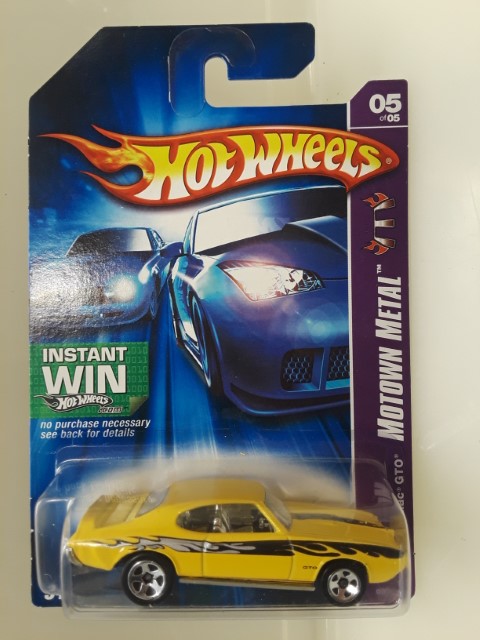 2007 Hot Wheels MOTOWN METAL 05/05 '69 PONTIAC GTO yellow on instant win card